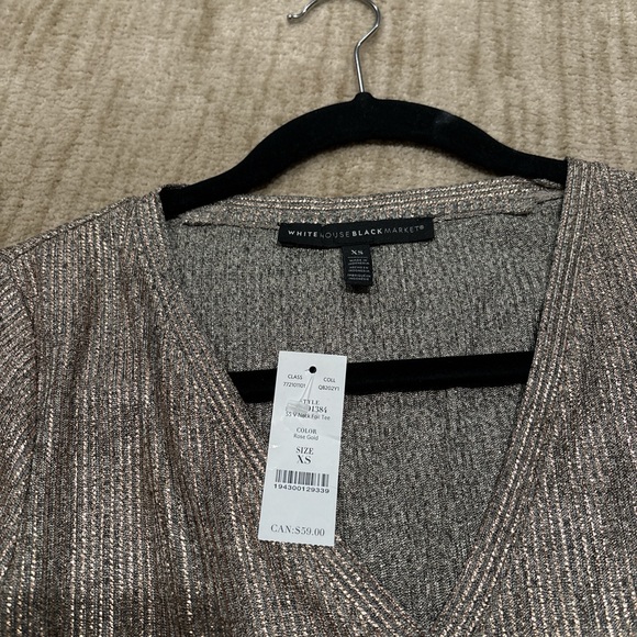 White House Black Market Shimmering Short Sleeve Top - Picture 4 of 4